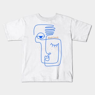 Abstract One line face Picasso style and Bonjour Kids T-Shirt